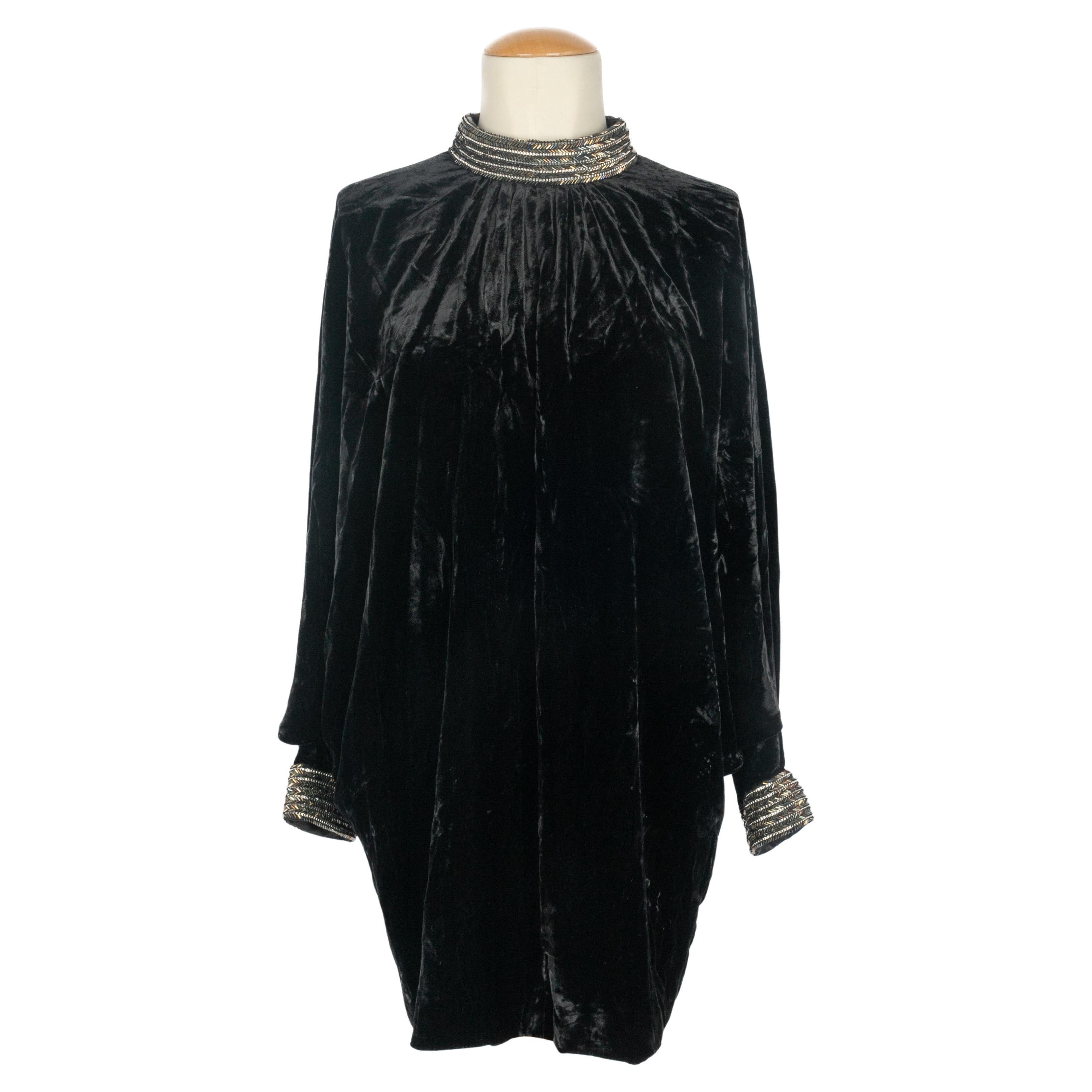 Yves Saint Laurent velvet tunic dress For Sale