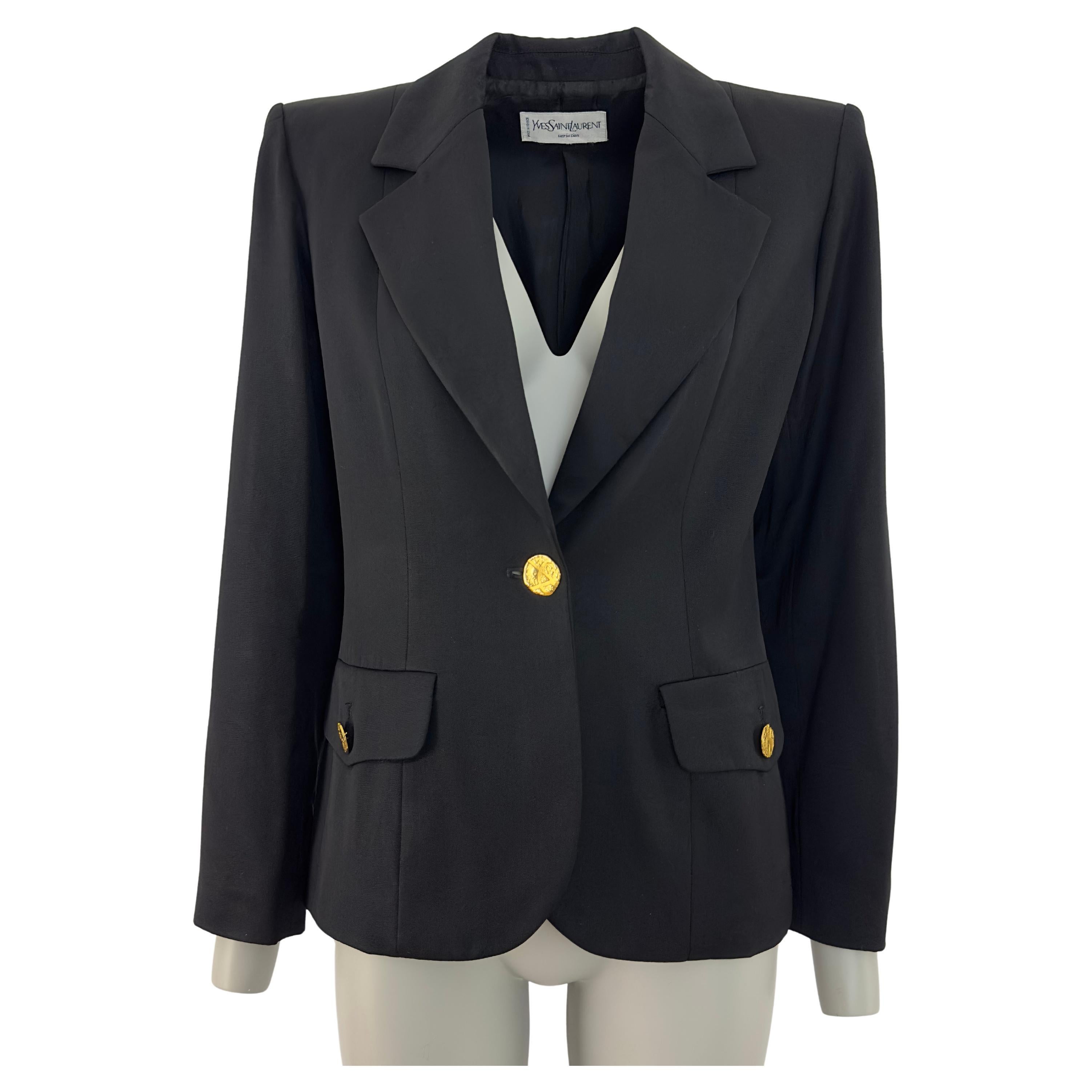 YVES SAINT LAURENT Veste noire, Made in France, taille S, Circa 1990 For Sale