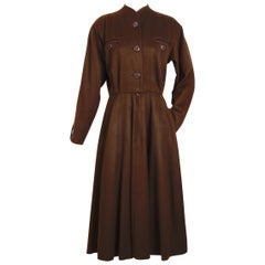 Yves Saint Laurent "rive gauche" collectible Vintage 1970s brown wool dress