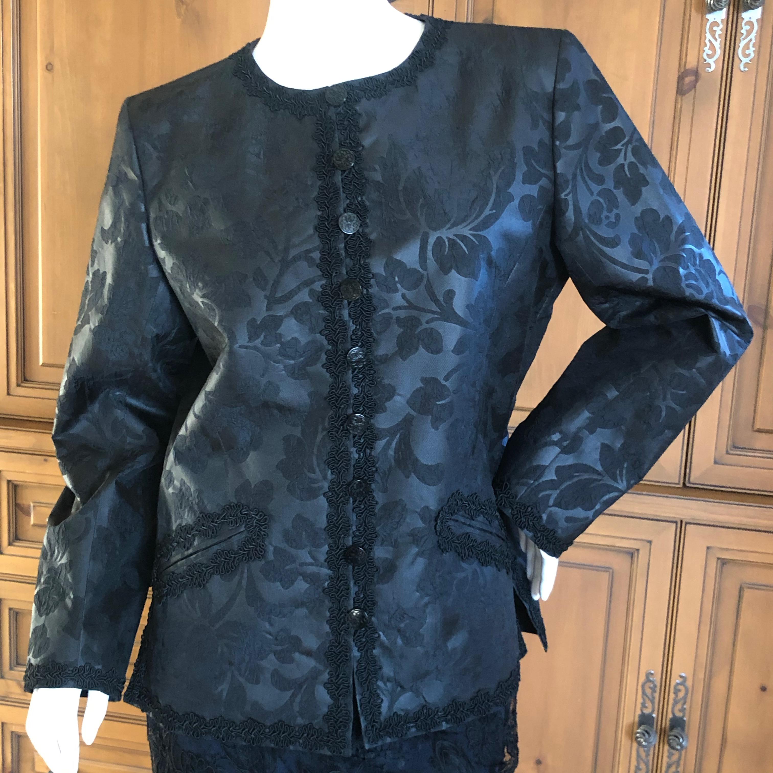 Yves Saint Laurent Rive Gauche Vintage Black Silk Brocade Jacket 
  Sz 42
 Bust 42