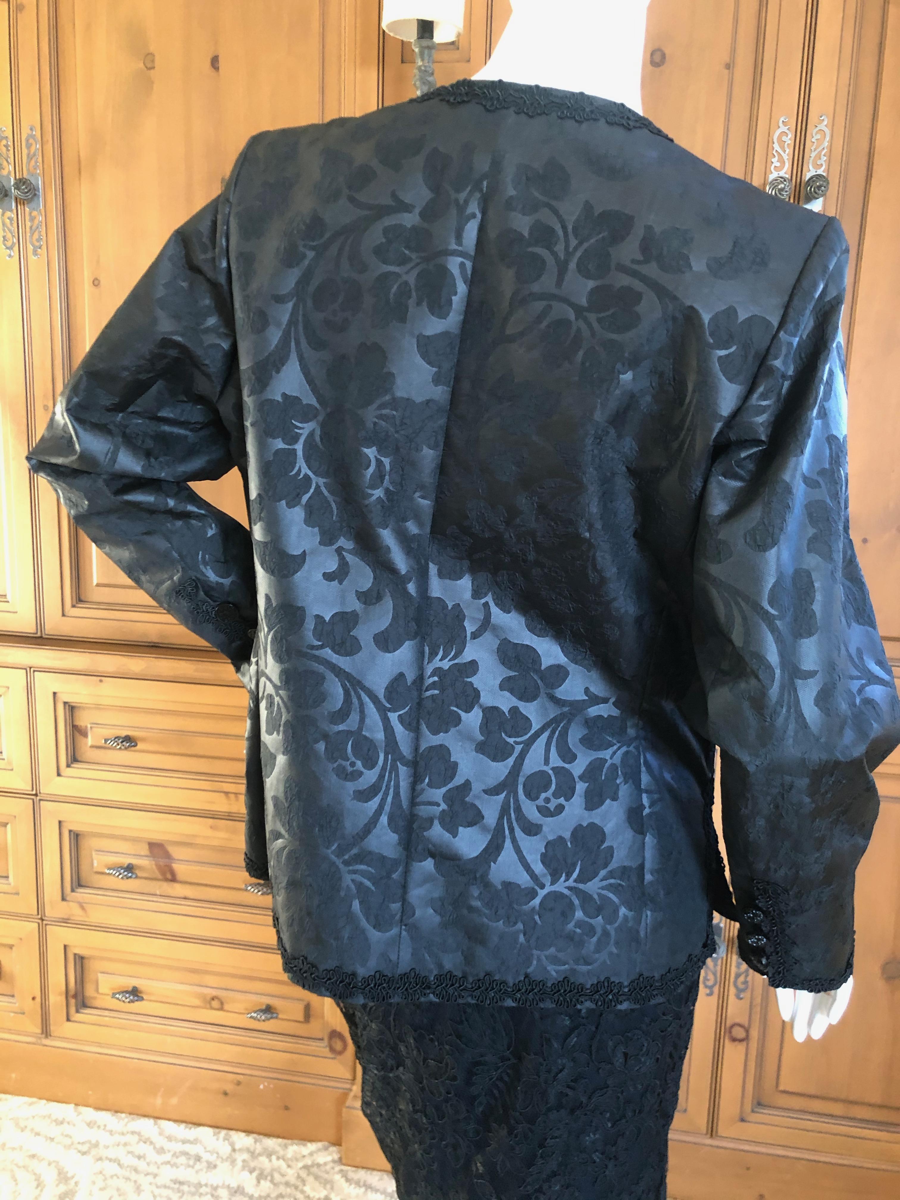 Yves Saint Laurent Vintage 1980's Black Brocade Jacket with Soutache Piping For Sale 5