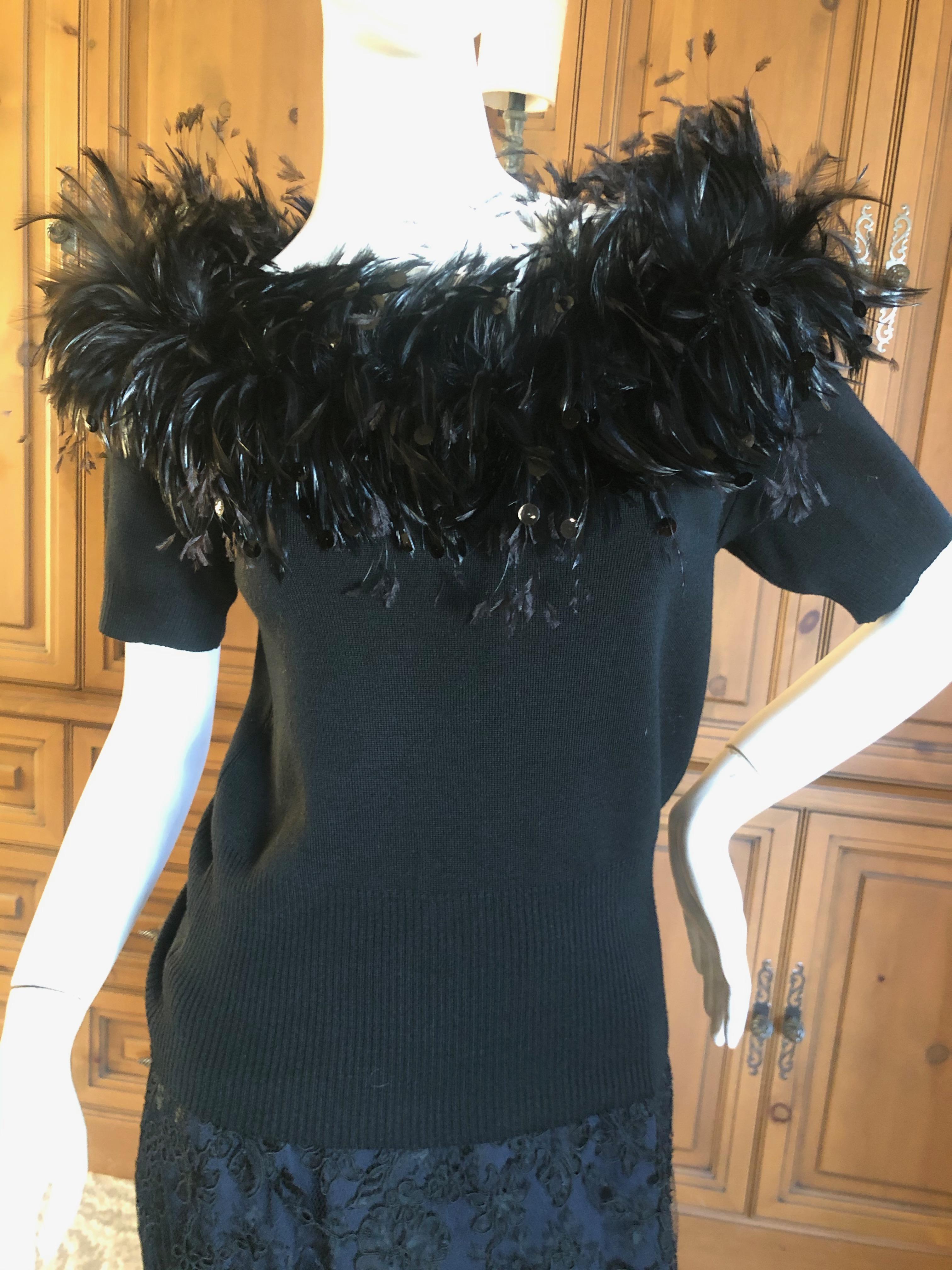 Yves Saint Laurent Vintage 1980's Coq Feather & Sequin Off the Shoulder Sweater
Size 40
Bust 40