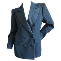 Yves Saint Laurent Vintage 1980's Strong Shoulder "le Smoking" Tuxedo Jacket