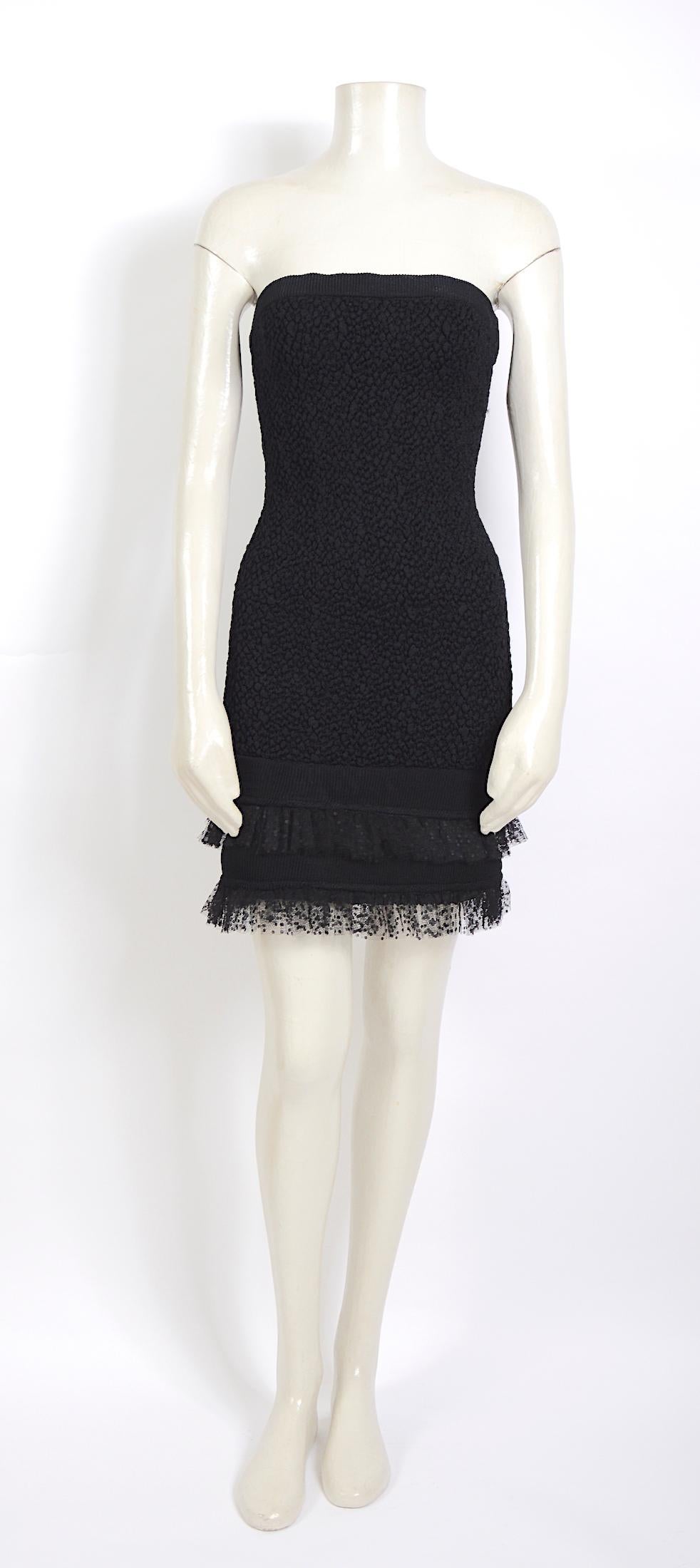 Yves Saint Laurent vintage 1980s tulle trimmed strapless dress and bolero set For Sale 1