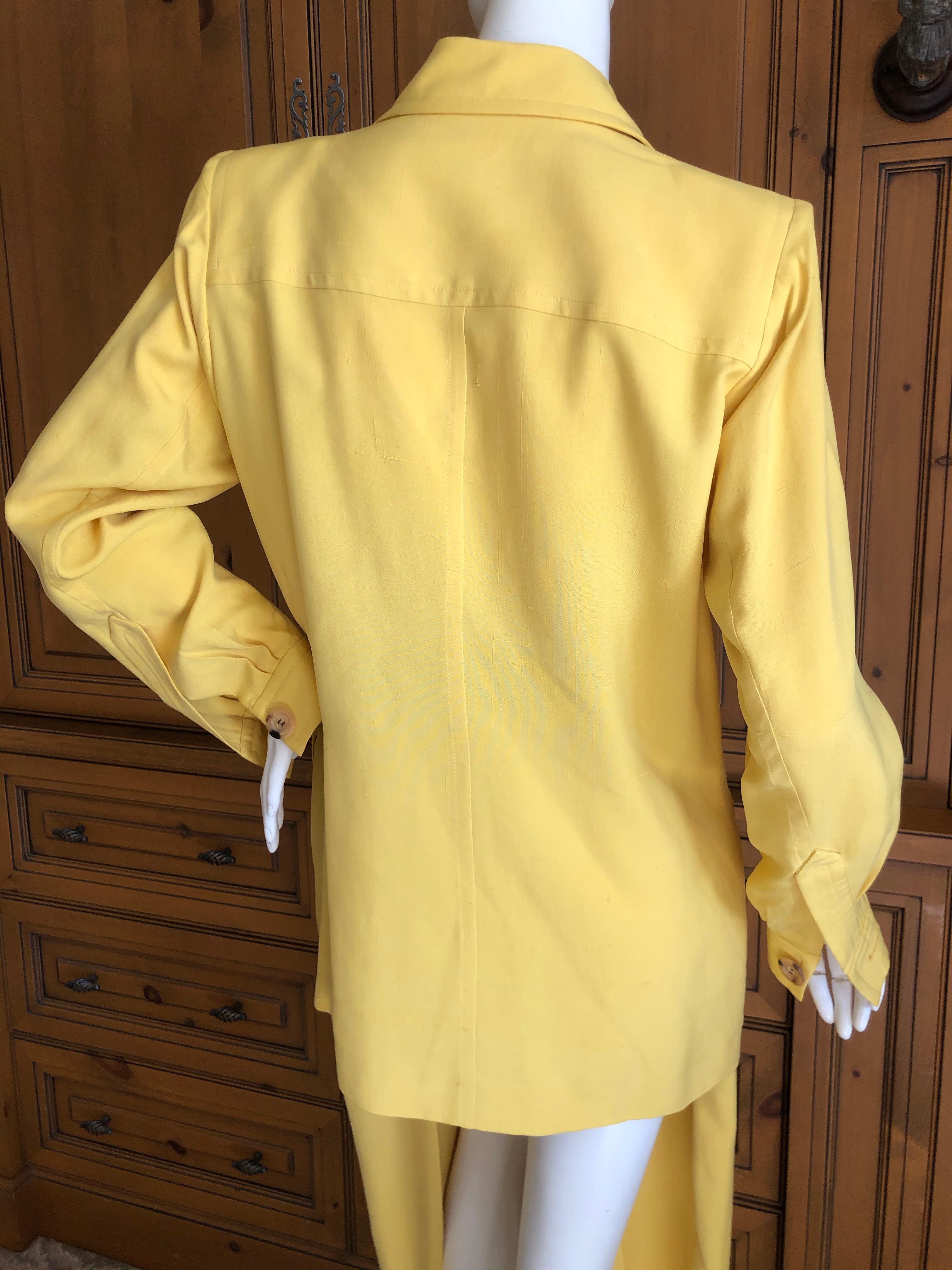 Women's Yves Saint Laurent Vintage 1980's Yellow Dupioni Silk Safari Suit For Sale