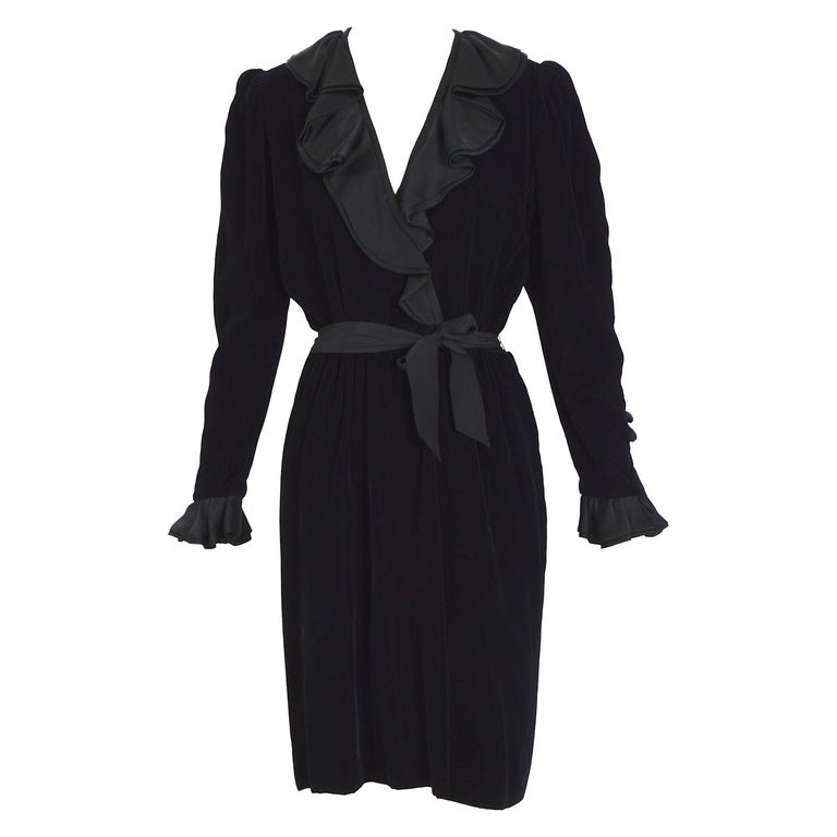 Yves Saint Laurent vintage 1986 velvet ruffles dress seen on