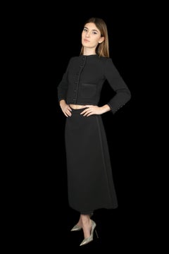 Yves Saint Laurent Vintage 1988 Black Jersey Women's Skirt Suit Set