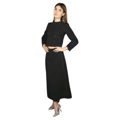 Yves Saint Laurent Vintage 1988 Black Jersey Women's Skirt Suit Set