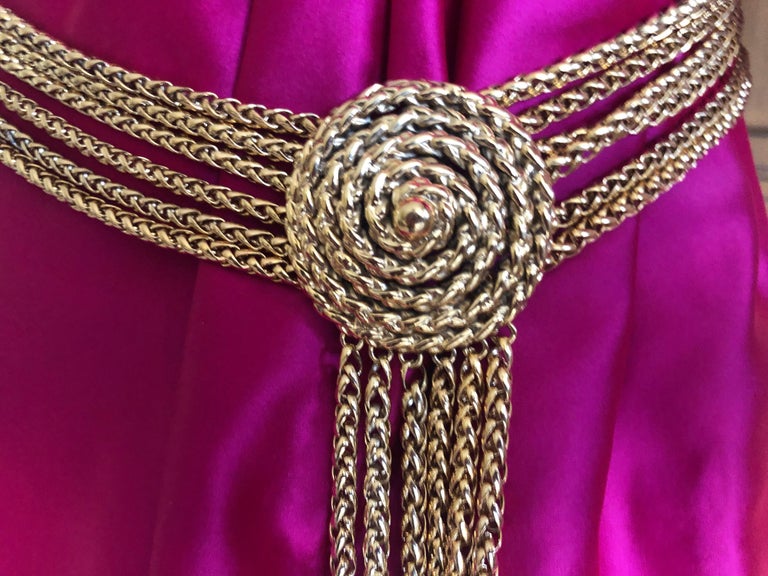 Yves Saint Laurent Vintage 70's Gold Chain Belt / Necklace with Pearl