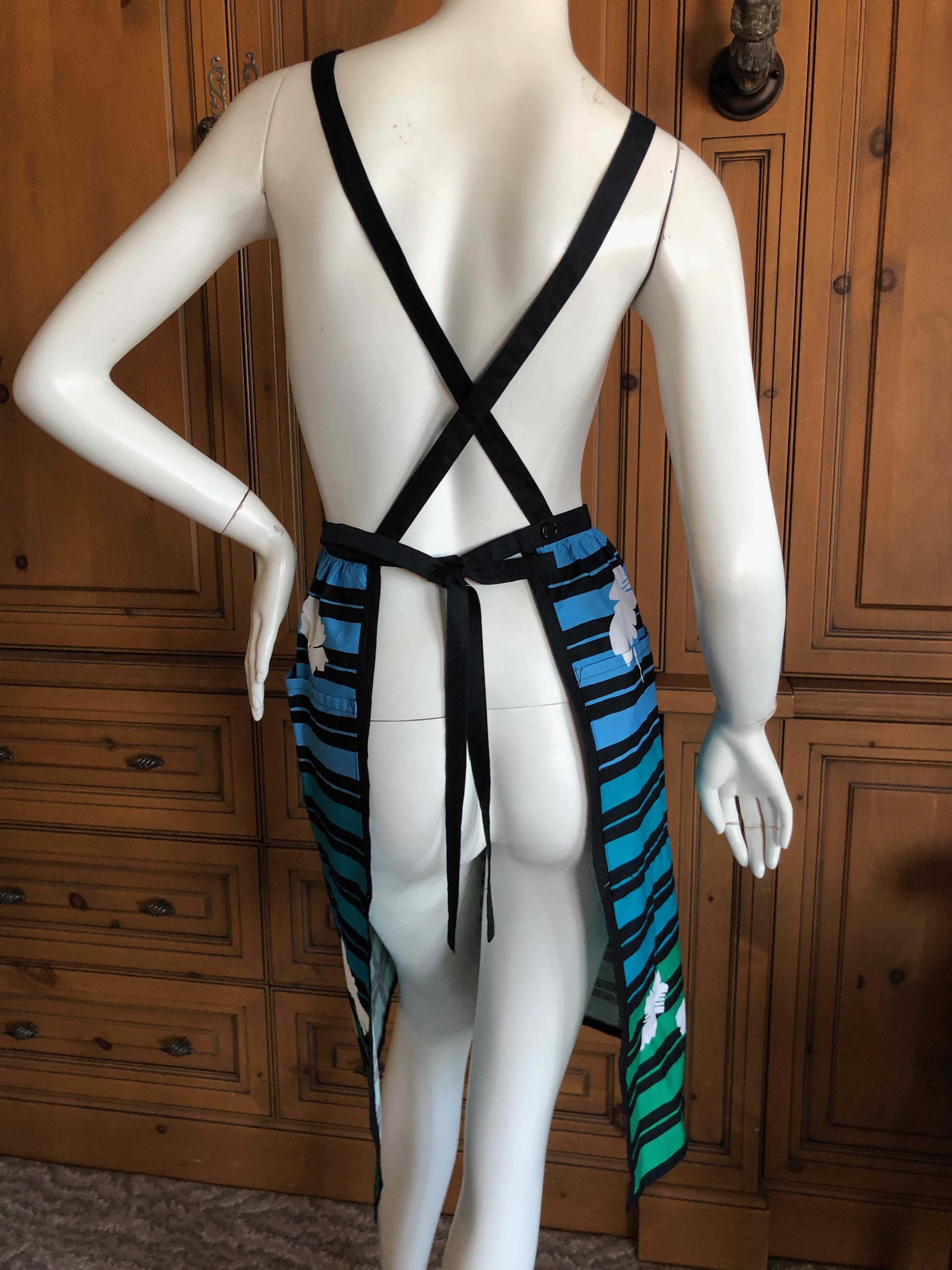 Blue Yves Saint Laurent Vintage 70's Ombre Cotton Striped Cook's Apron For Sale