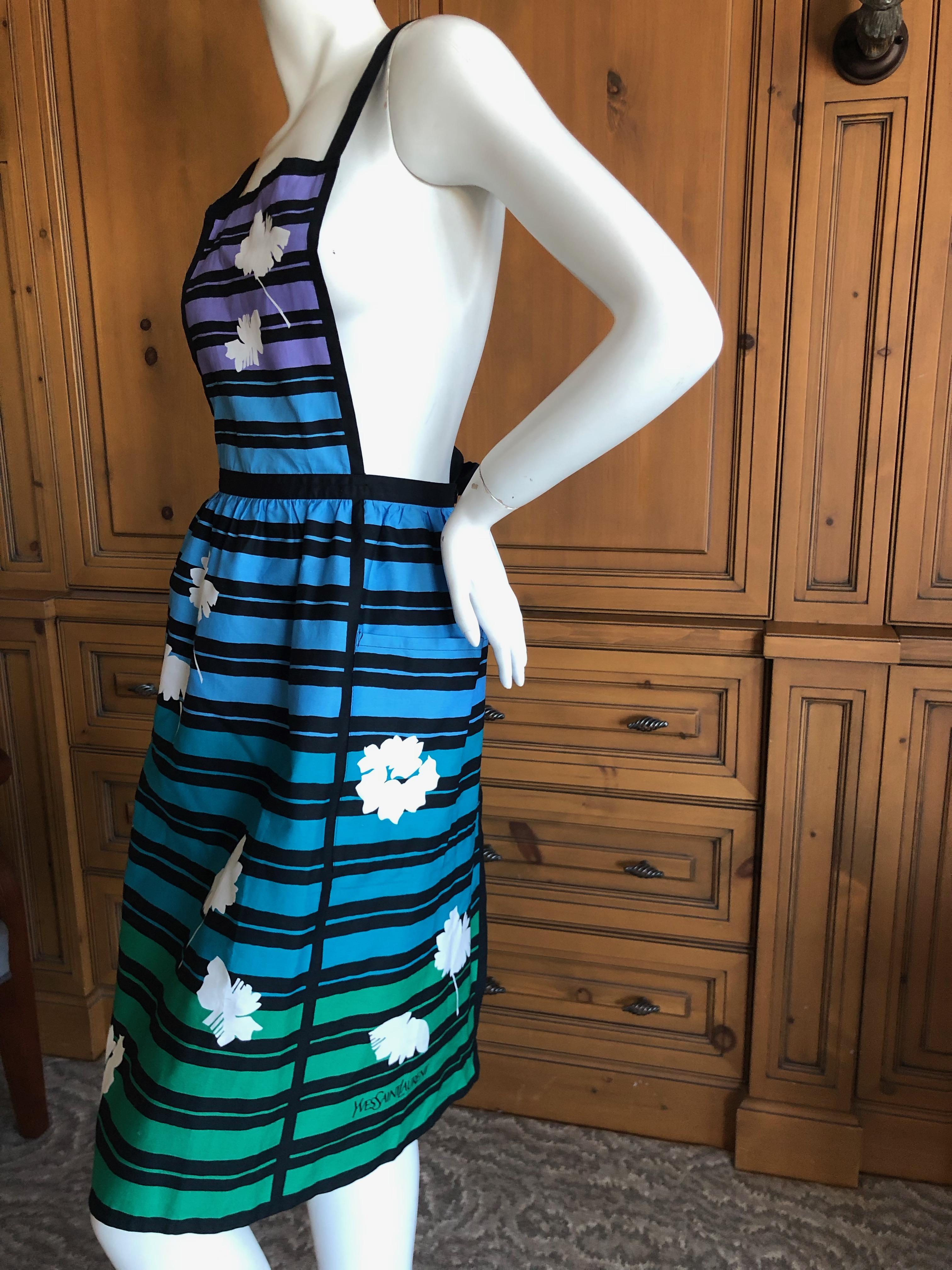 Yves Saint Laurent Vintage 70's Ombre Cotton Striped Cook's Apron In New Condition For Sale In Cloverdale, CA