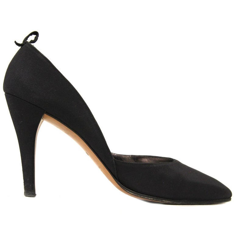 Escarpins Lanvin Vintage En Satin Noir - Taille 37, Neufs Sans Emballage, Pour Soirée