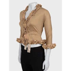 Yves Saint Laurent Vintage Beige 3/4 Sleeve Blouse Sz.S