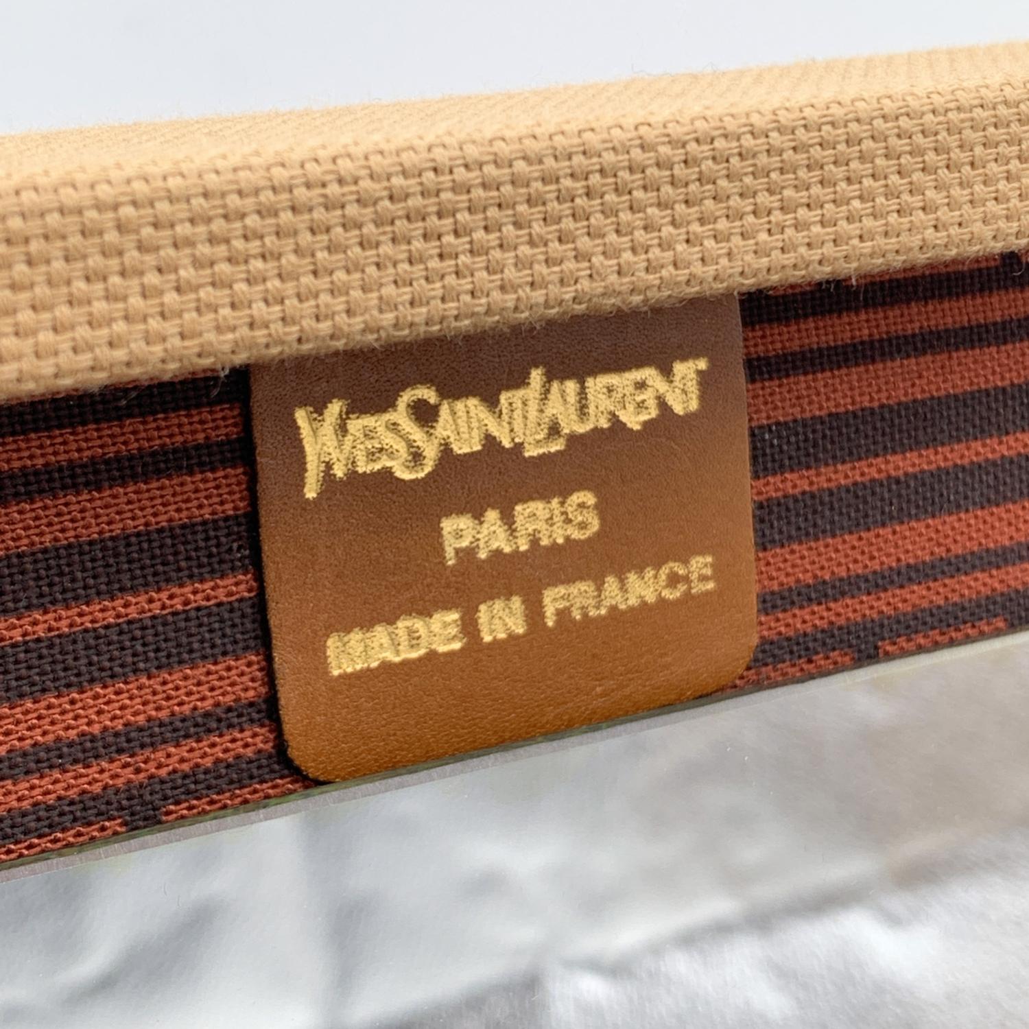 Yves Saint Laurent Vintage Beige Canvas Beauty Bag Train Case 1