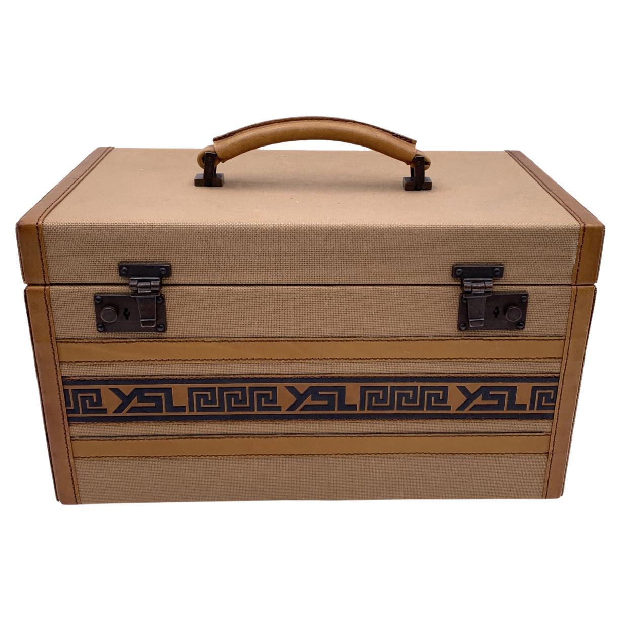 Yves Saint Laurent Vintage Beige Canvas Beauty Bag Train Case