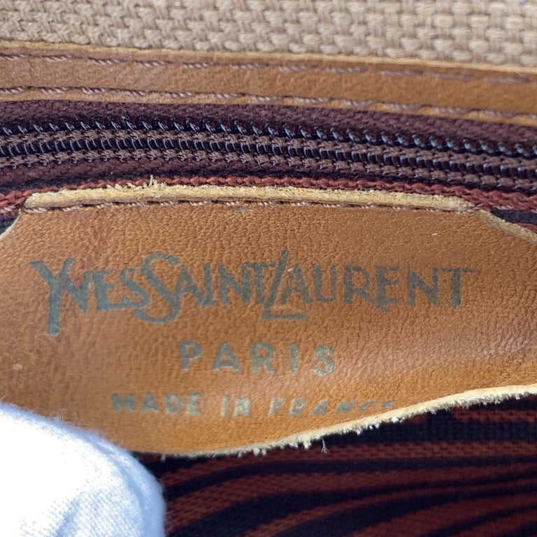 Yves Saint Laurent Vintage Beige Canvas Messenger Crossbody Bag For
