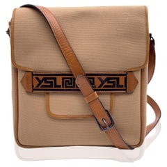 Yves Saint Laurent Vintage Beige Canvas Messenger Crossbody Bag