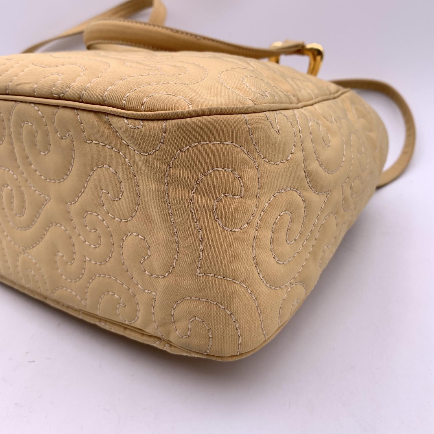 Yves Saint Laurent Vintage Beige Embroidered Canvas Tote Bag For Sale 1