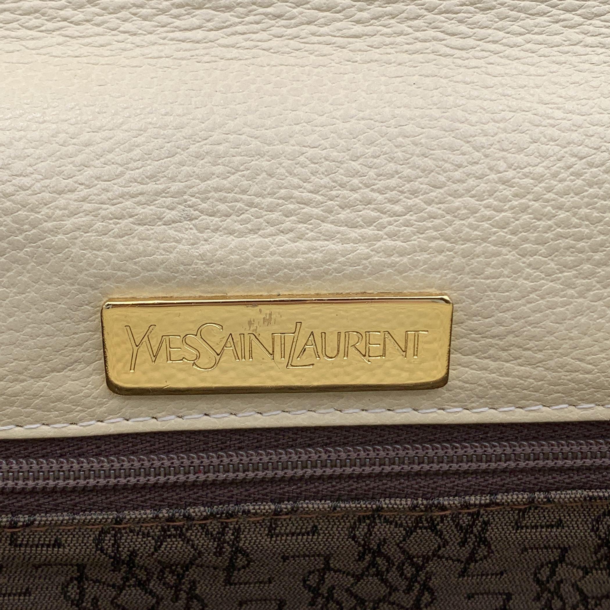 Yves Saint Laurent Vintage Beige Leder-Clutch/Handtasche im Angebot 2