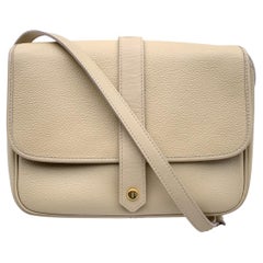 Yves Saint Laurent Vintage Beige Leather Messenger Crossbody Bag