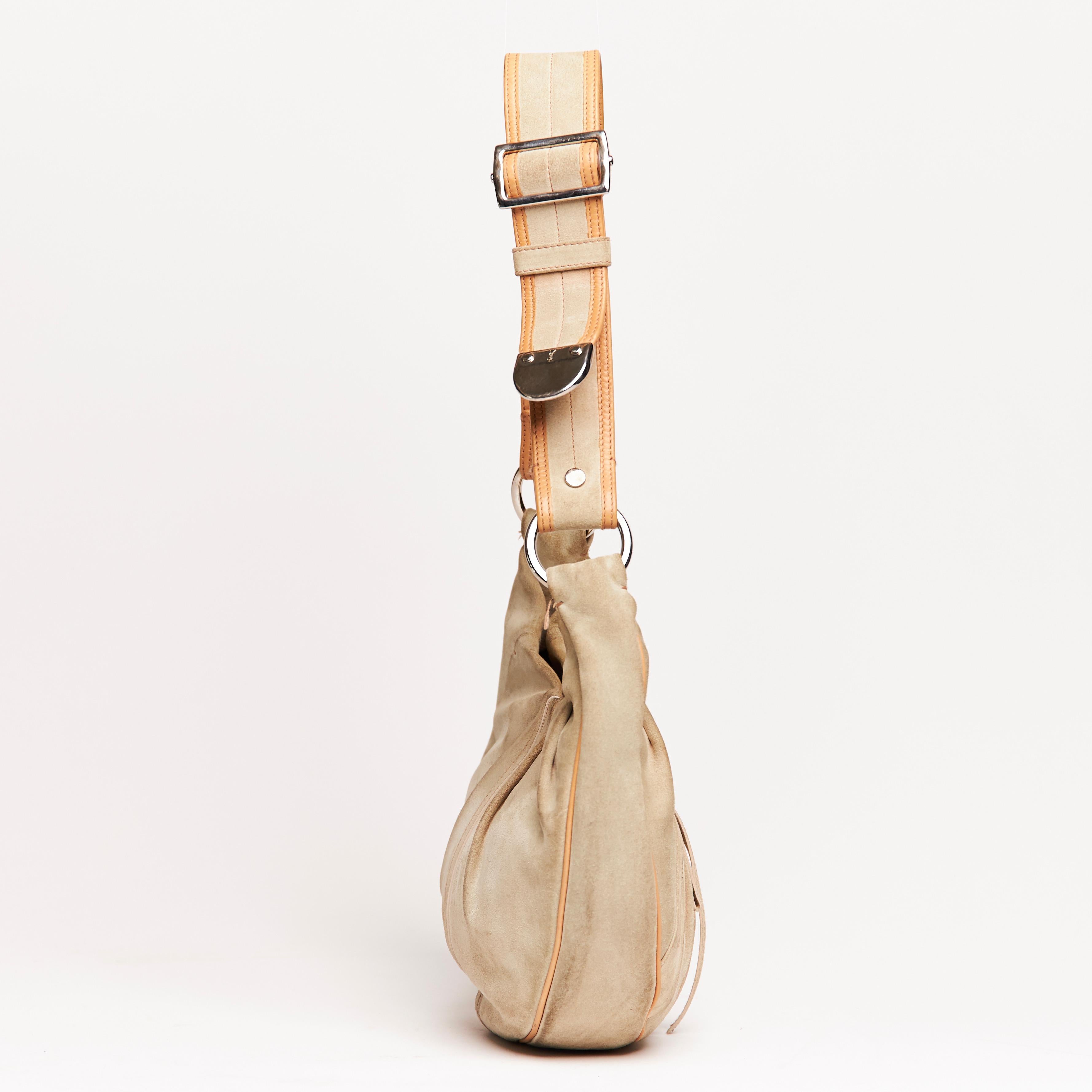 Yves Saint Laurent Vintage Beige Wildleder Zipper Hobo Tasche (120436) 1