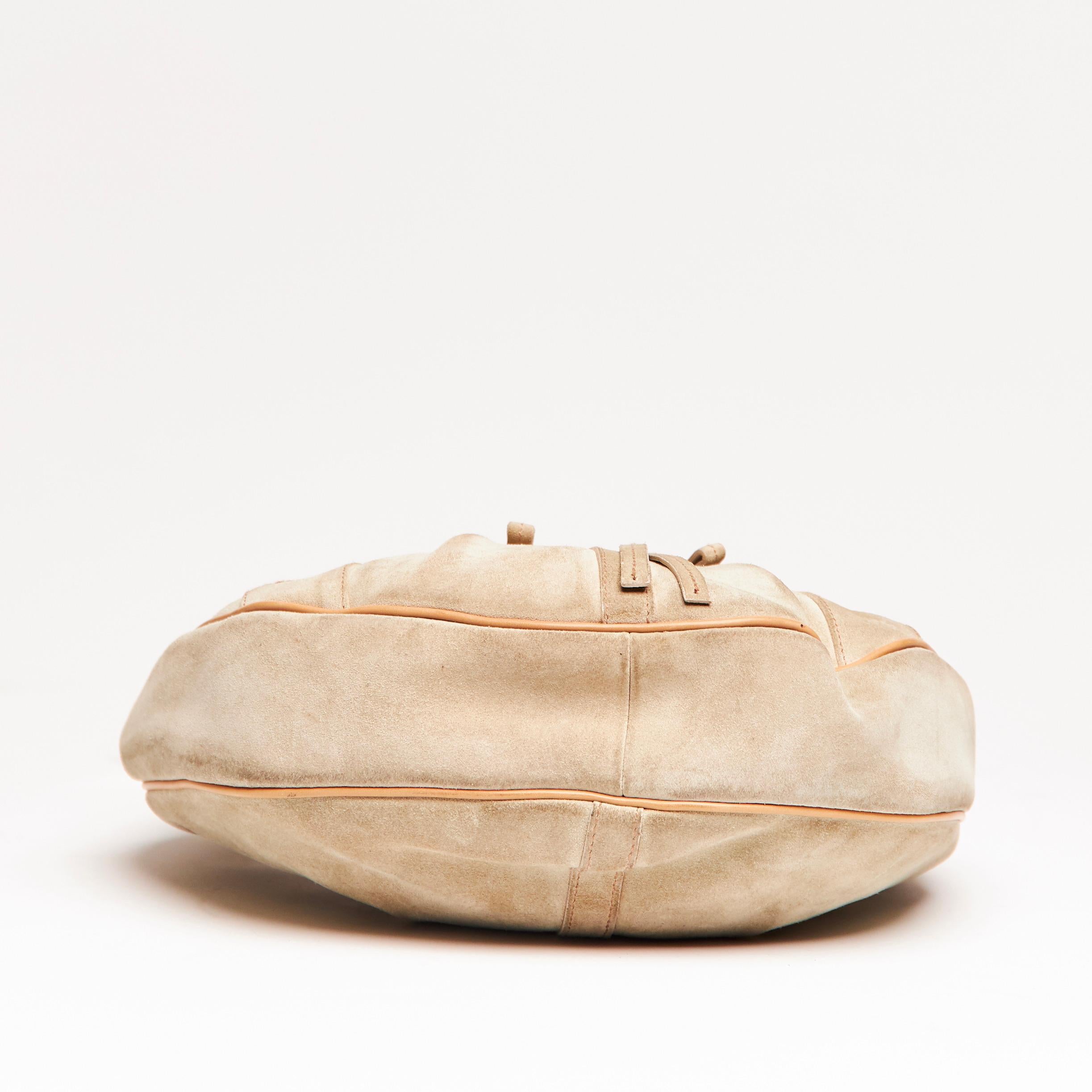 Yves Saint Laurent Vintage Beige Wildleder Zipper Hobo Tasche (120436) 2