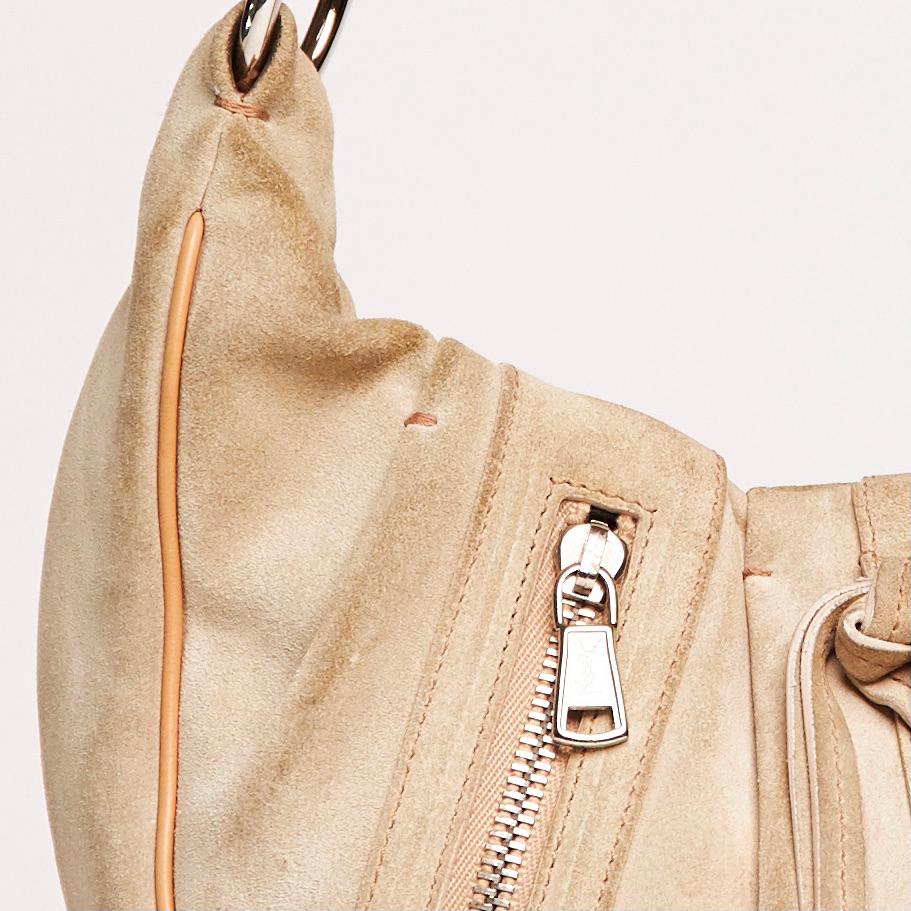 Yves Saint Laurent Vintage Beige Wildleder Zipper Hobo Tasche (120436) 5