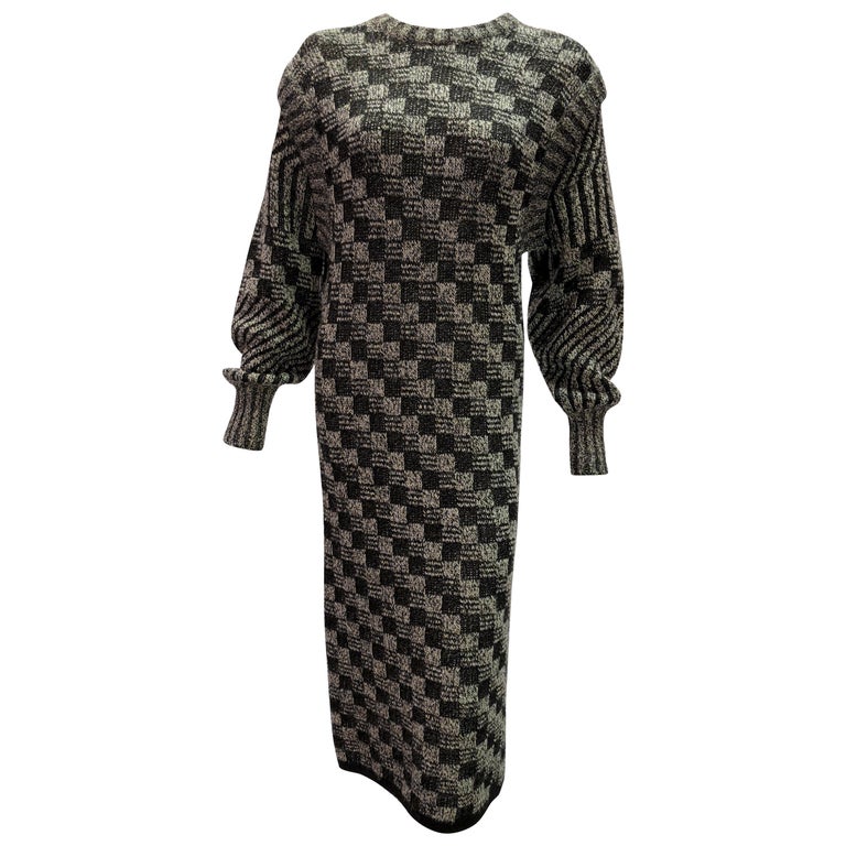 Yves Saint Laurent Vintage Black and White Maxi Sweater Dress at ...
