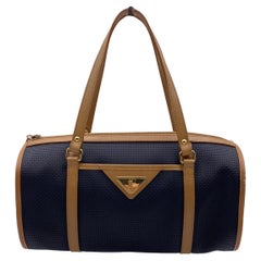 Yves Saint Laurent Vintage Schwarz Beige Texturierte, abgerundete Handtasche