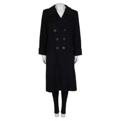 Yves Saint Laurent Vintage Black Belted Coat with Pockets, Size M