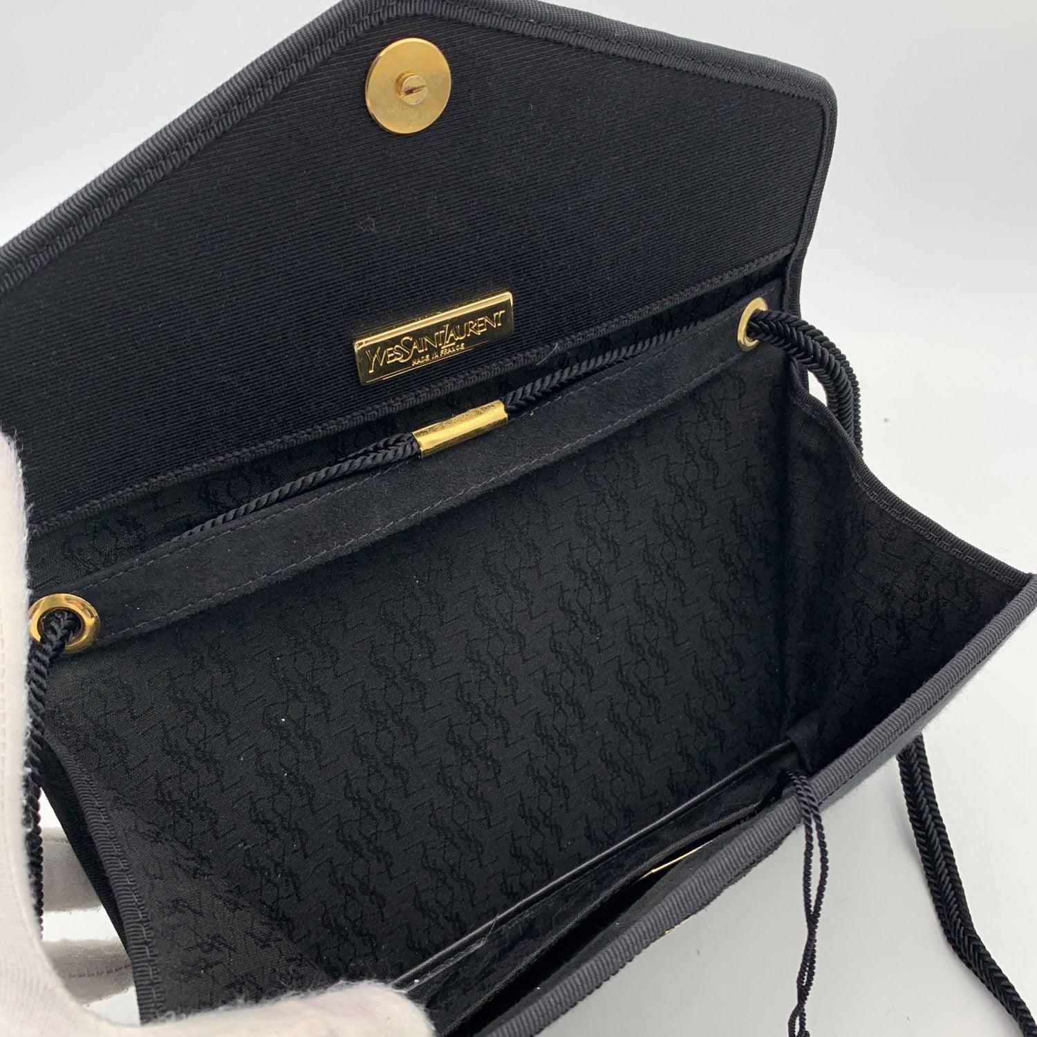 Yves Saint Laurent Vintage Black Canvas Y Evening Shoulder Bag 1