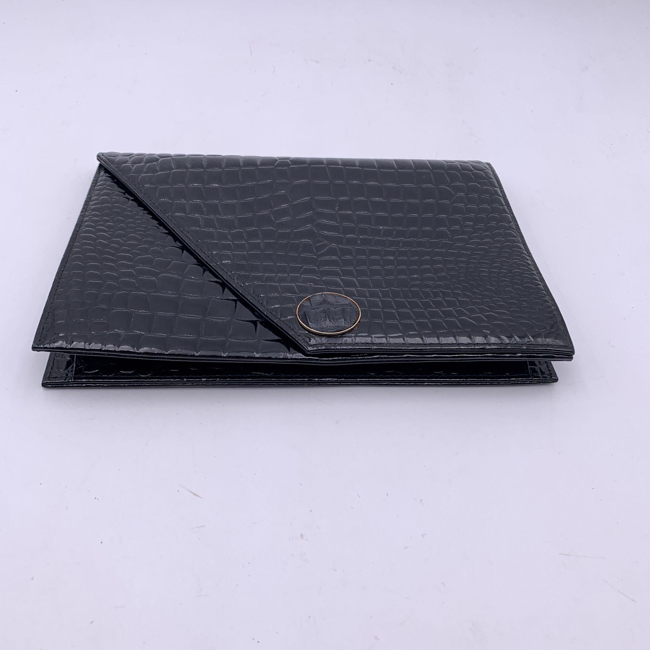 Women's Yves Saint Laurent Vintage Black Embossed Asymmetric Clutch Bag
