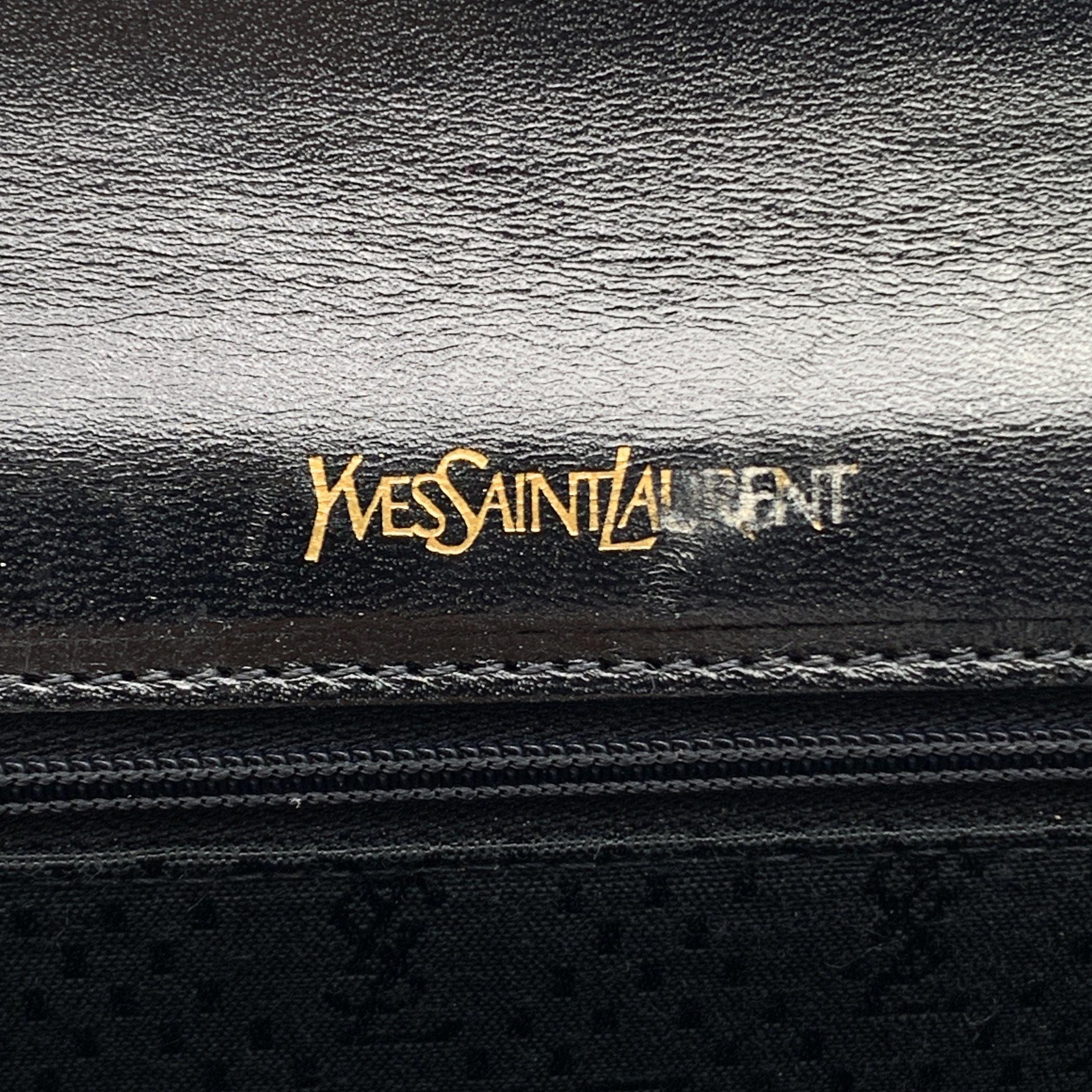 Yves Saint Laurent Vintage Black Embossed Asymmetric Clutch Bag 2