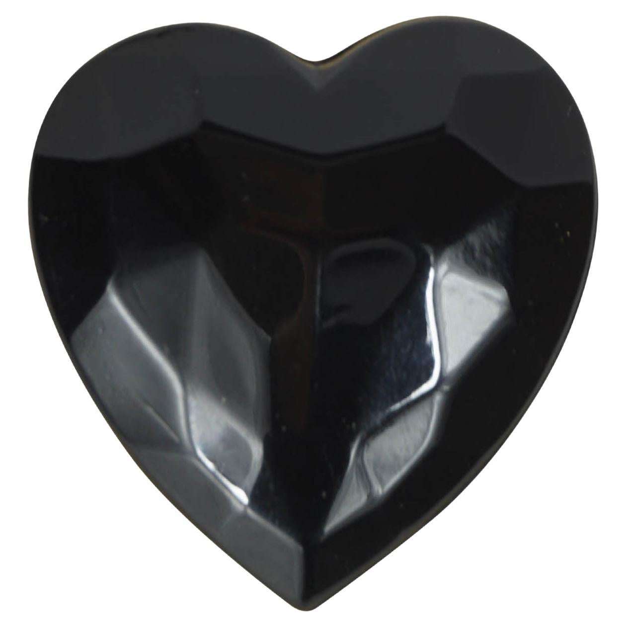 Yves Saint Laurent Vintage Black Faceted Heart Statement Ring 1980's For Sale