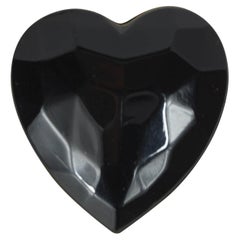 Yves Saint Laurent Retro Black Faceted Heart Statement Ring 1980's