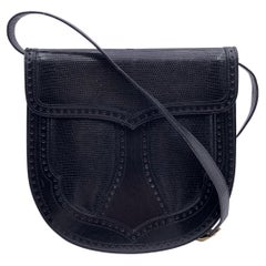 Yves Saint Laurent Vintage Black Glossy Leather Flap Shoulder Bag