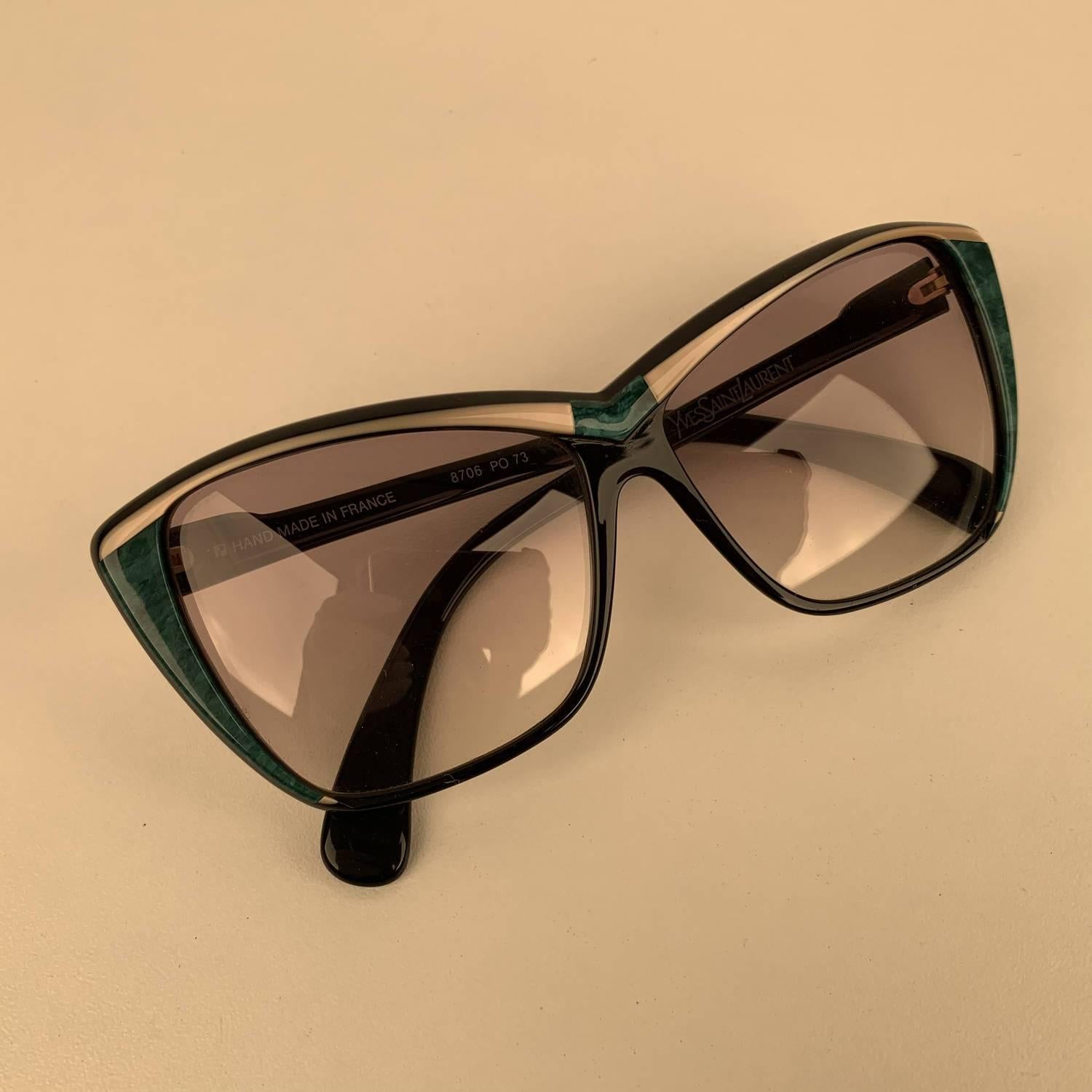 Yves Saint Laurent Vintage Black Green Sunglasses 8706 PO 73 1