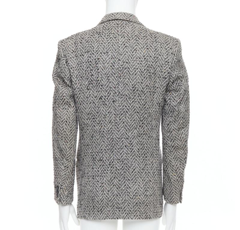  Yves Saint Laurent Veste blazer vintage en tweed noir et gris à chevrons colorés Pour hommes 