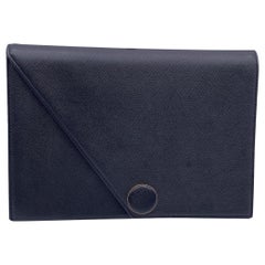 Yves Saint Laurent Vintage Black Leather Asymmetric Clutch Bag