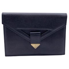 Yves Saint Laurent Vintage Black Leather Clutch Bag Handbag