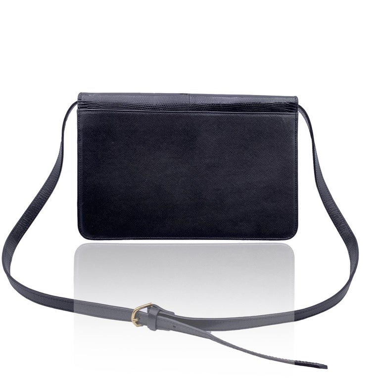 Yves Saint Laurent Vintage Black Leather Convertible Shoulder Bag For