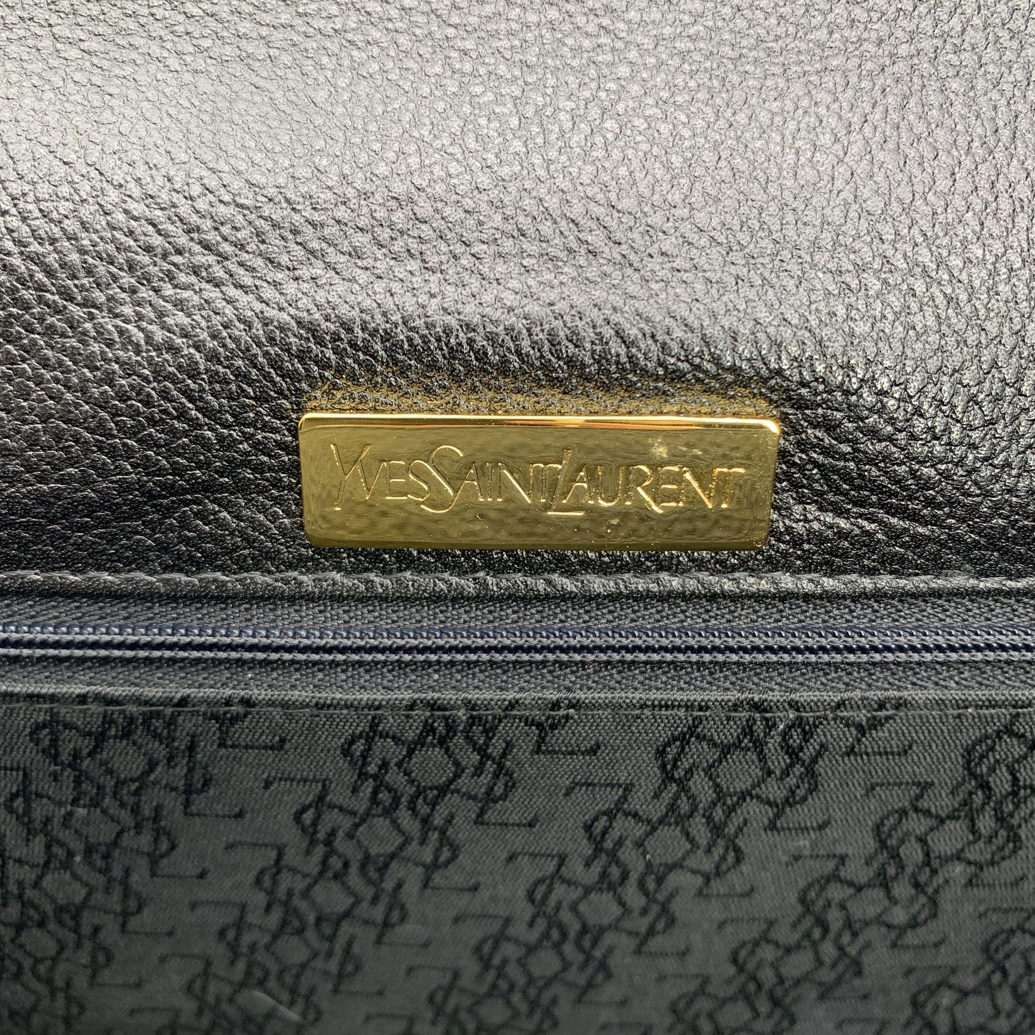 Yves Saint Laurent Vintage Black Leather Flap Clutch Bag Handbag 2