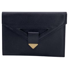 Yves Saint Laurent Vintage Black Leather Flap Clutch Bag Handbag