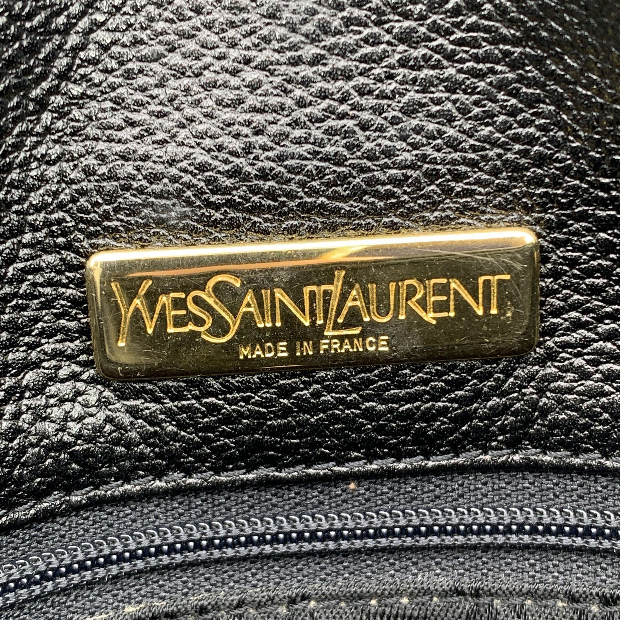 Yves Saint Laurent Vintage Black Leather Flap Crossbody Bag For Sale 2