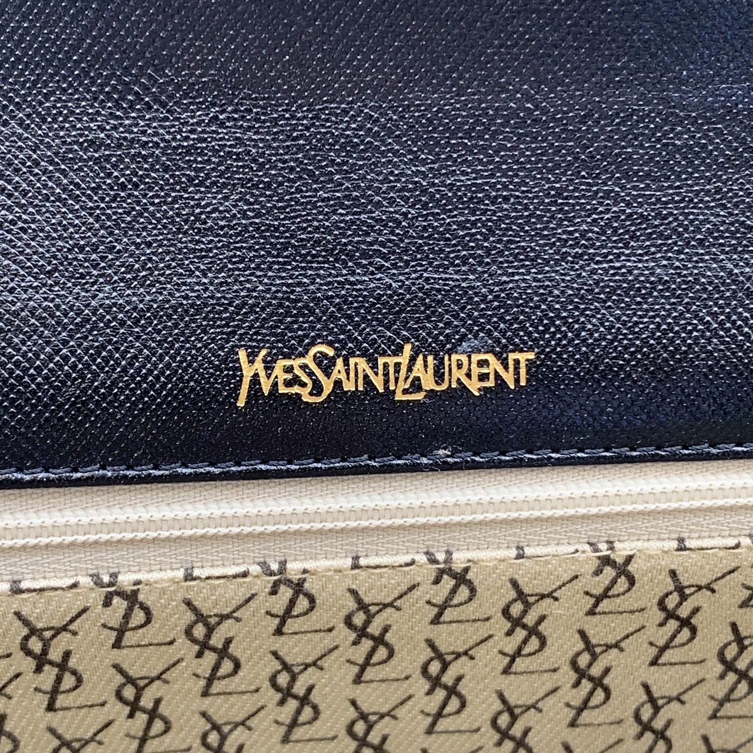 Yves Saint Laurent Vintage Black Leather Handbag Clutch Bag 1