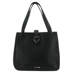 Yves Saint Laurent Vintage Black Leather Heart Tote Shoulder Bag