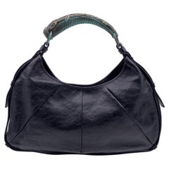 Yves Saint Laurent Vintage Mombasa Hobo Umhängetasche aus schwarzem Leder
