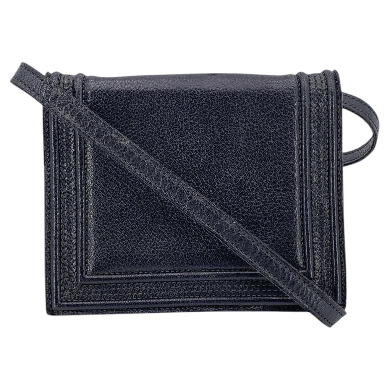 Yves Saint Laurent Vintage Black Leather Small Convertible Bag