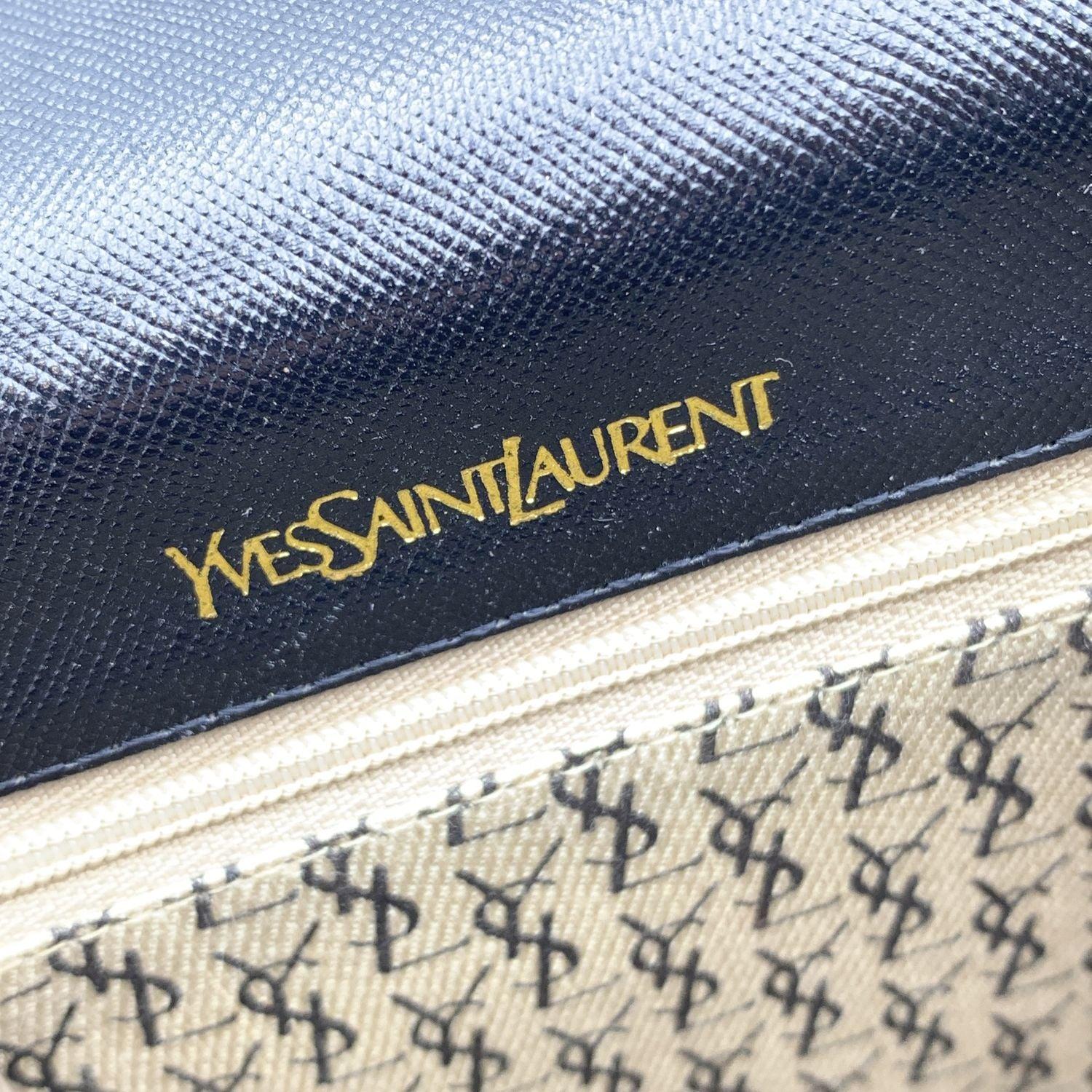 Yves Saint Laurent Vintage Black Leather Small Messenger Crossbody Bag 1