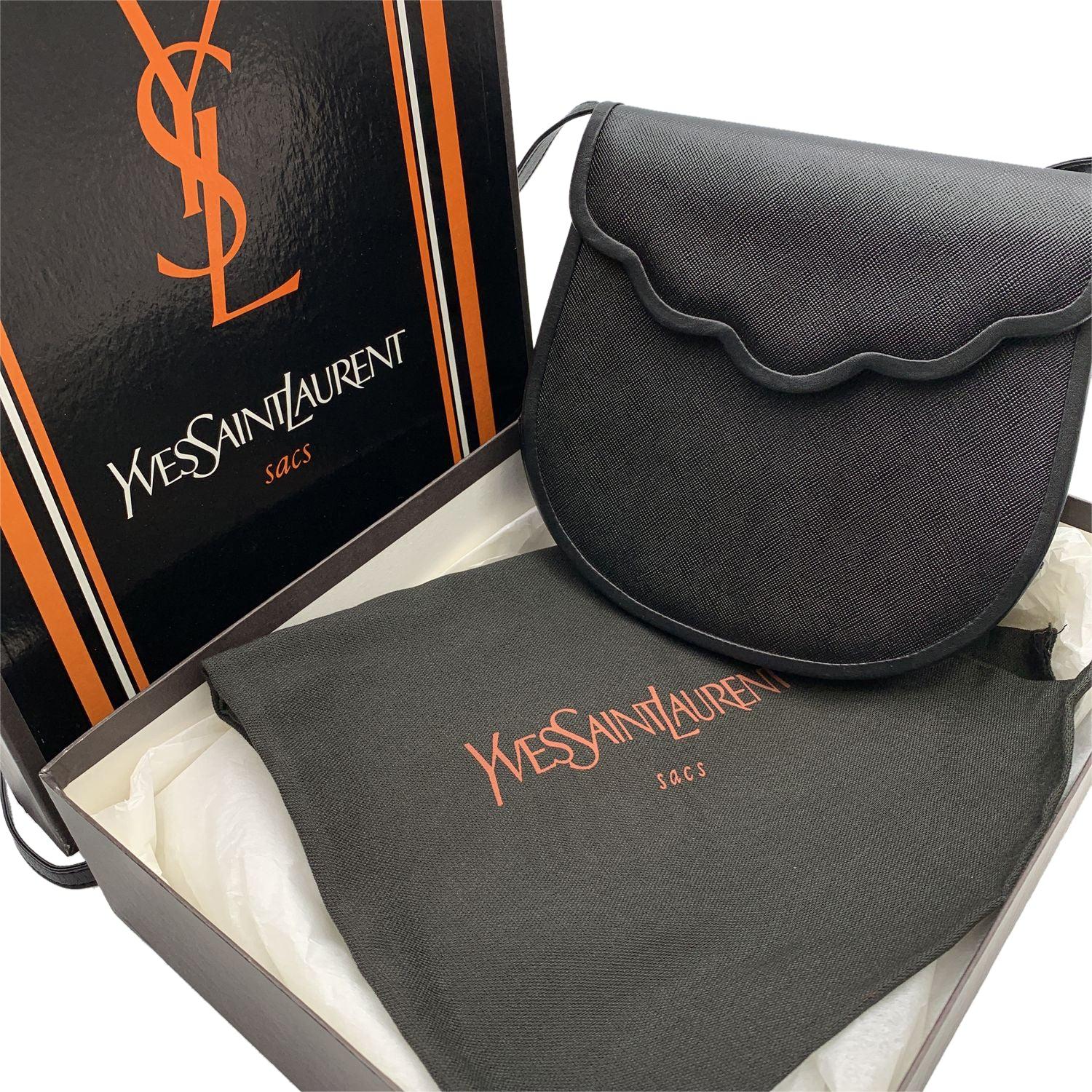 Yves Saint Laurent Vintage Black Leather Small Messenger Crossbody Bag 3